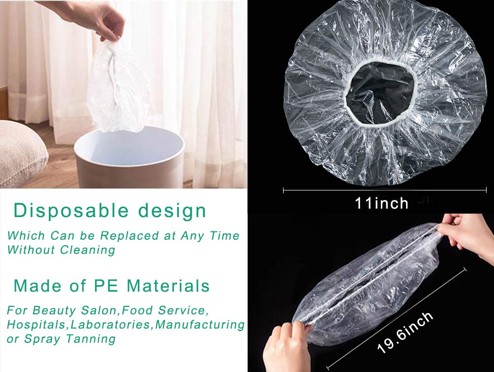 100 Disposable Clear Mop Mob Caps Clipped Hair Head Cover Shower Cap Plastic for Beauty Salon,Food Service,Hospitals,Laboratories,Manufacturing or