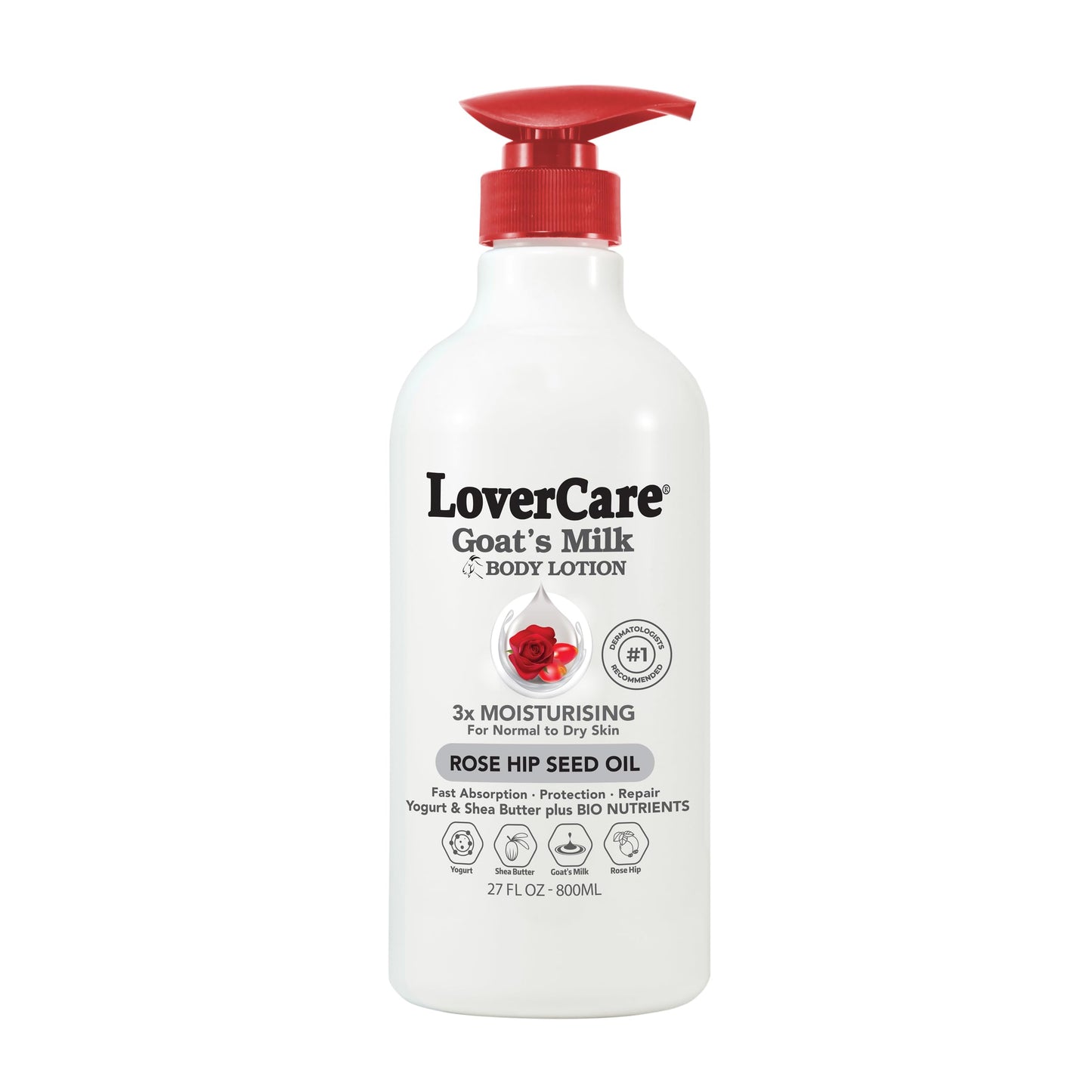 Lover's Care Goat Milk Body Lotion for Dry Skin 27 fl oz (800ml) Rose Hip Seed Oil - Single…