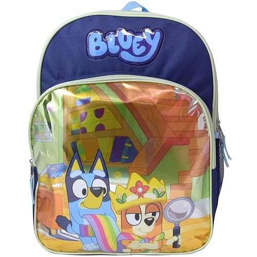 AI ACCESSORY INNOVATIONS Bluey 16” Backpack for Kids - Official Bluey School Bag with Adjustable Straps & Spacious Compartments - Perfect for School, Travel & Everyday Use, B24BY60589
