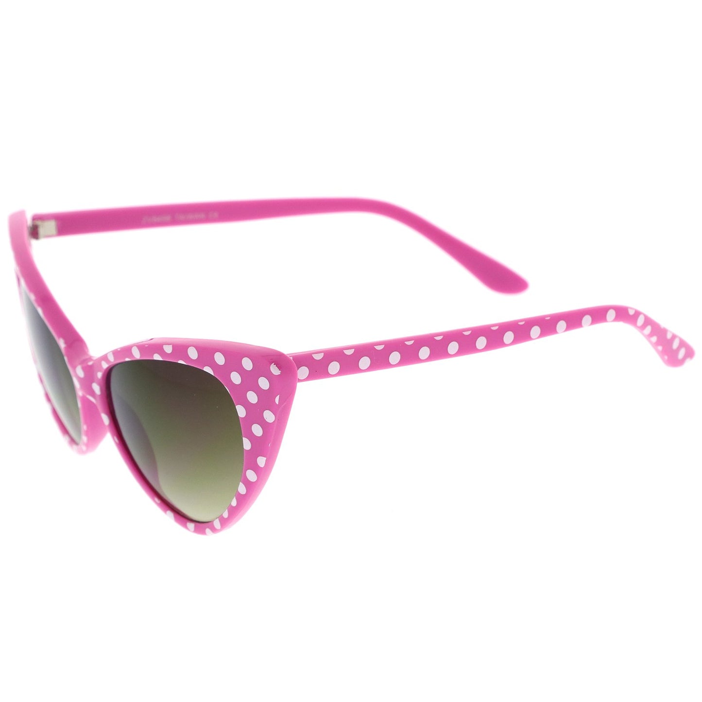 zeroUV - Women's Retro Polka Dot Oversize Cat Eye Sunglasses 54mm (Pink-White/Smoke Gradient)