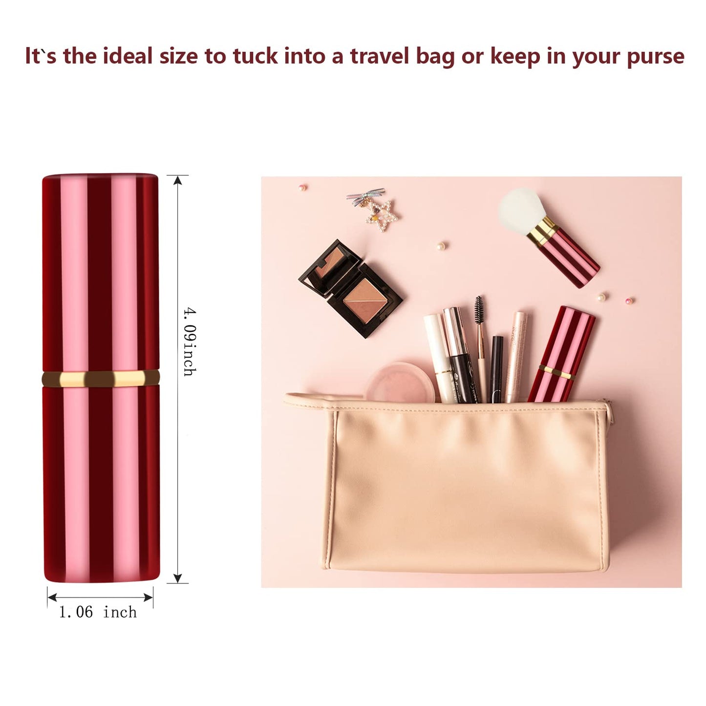 Falliny Retractable Makeup Brushes, Travel Face Kabuki Blush Brush, Portable Powder Brush with Cover for Blush, Sunscreen,Bronzer, Buffing