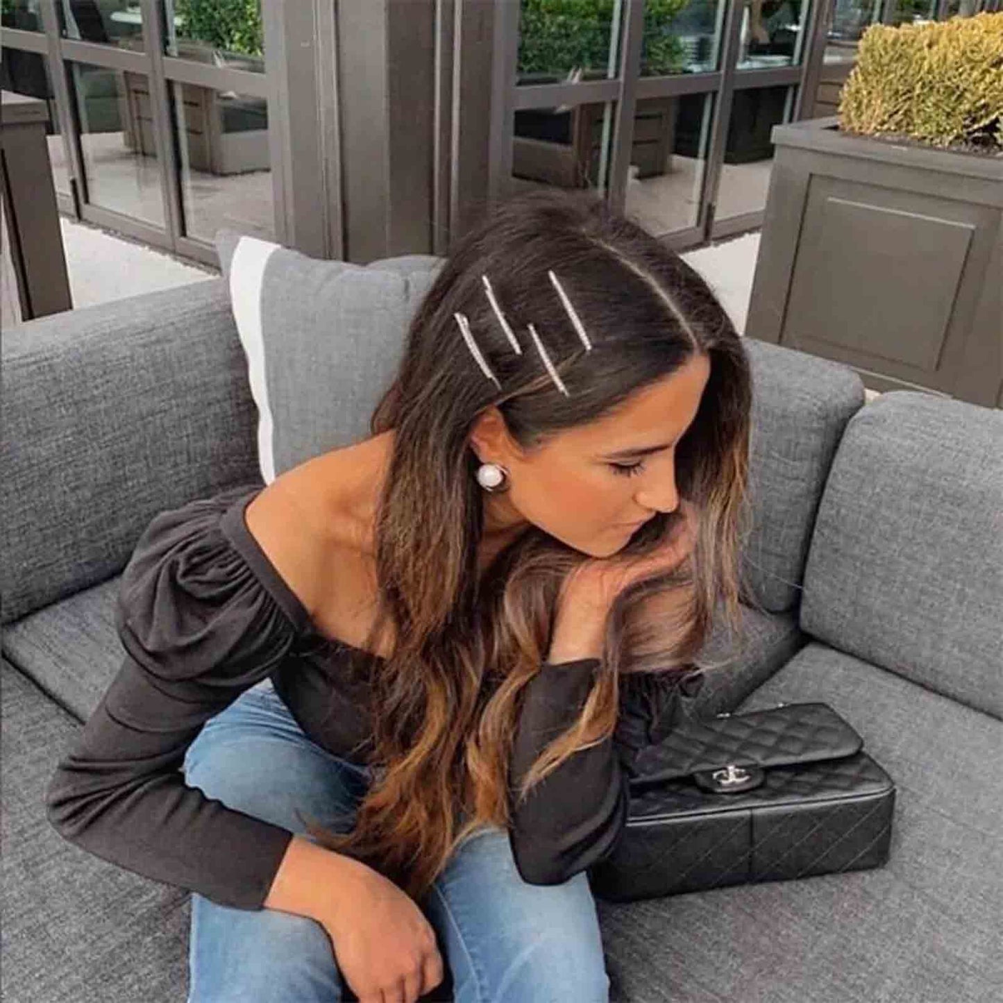 Yheakne Rhinestone Hair Clip Barrette Silver Crystal Wedding Hair Pin Clip French Barrette Headpieces Decorative Bobby Pins Head Clip Wedding Headwear