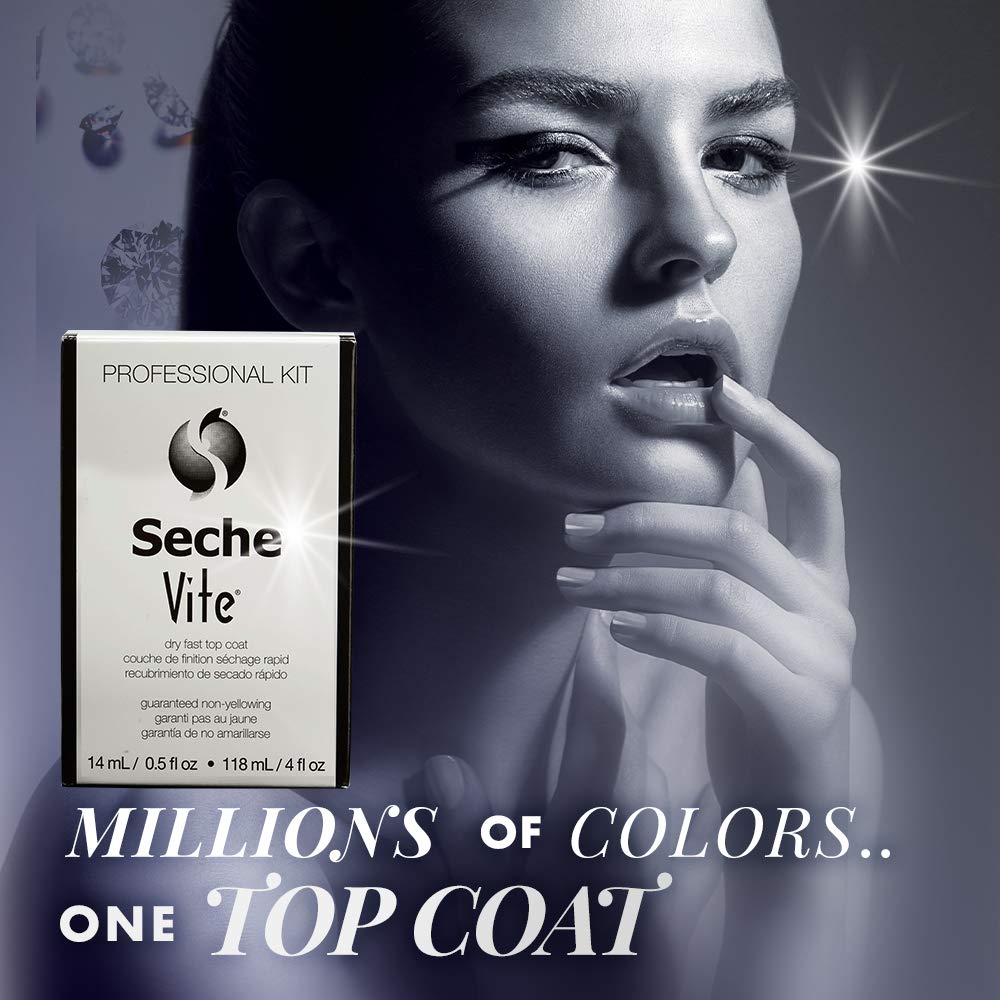 Seche Vite Professional Refill Kit, High-Gloss Clear Top Coat for Natural Nails, Artificial Gels Fiberglass Acrylic Extensions, Quick-Dry Long-Lasting