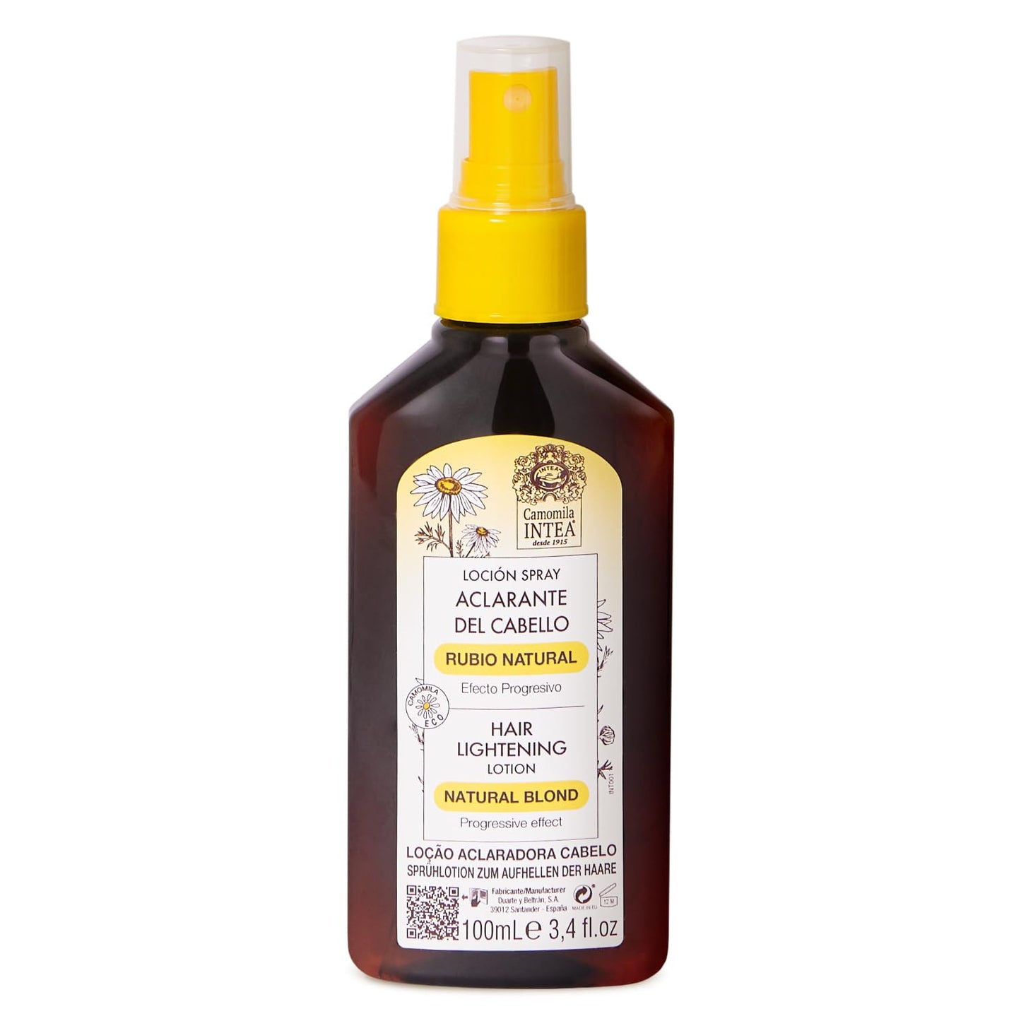 Camomila Intea Blonde Spray - Chamomile Hair Lightener with Gentle Color - No Ammonia or Parabens - 3.4oz