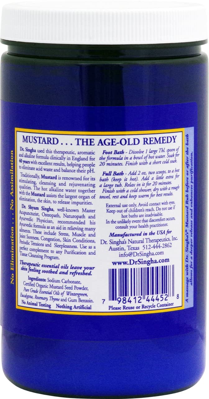 Dr. Singha’s Mustard Bath - Therapeutic Bath Salts for Relaxation, Soothing Comfort & Refreshing Aroma - 28 oz Aromatherapy Soak with Mustard Seed