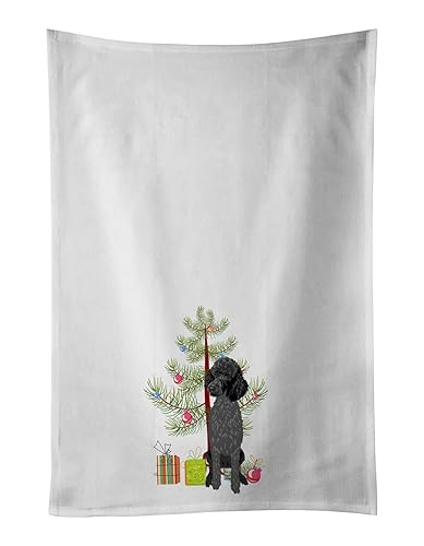 Caroline's Treasures WDK3119WTKT Poodle Standard Black Christmas White Kitchen Towel Set of 2 Dish Towels Decorative Bathroom Hand Towel for Hand…