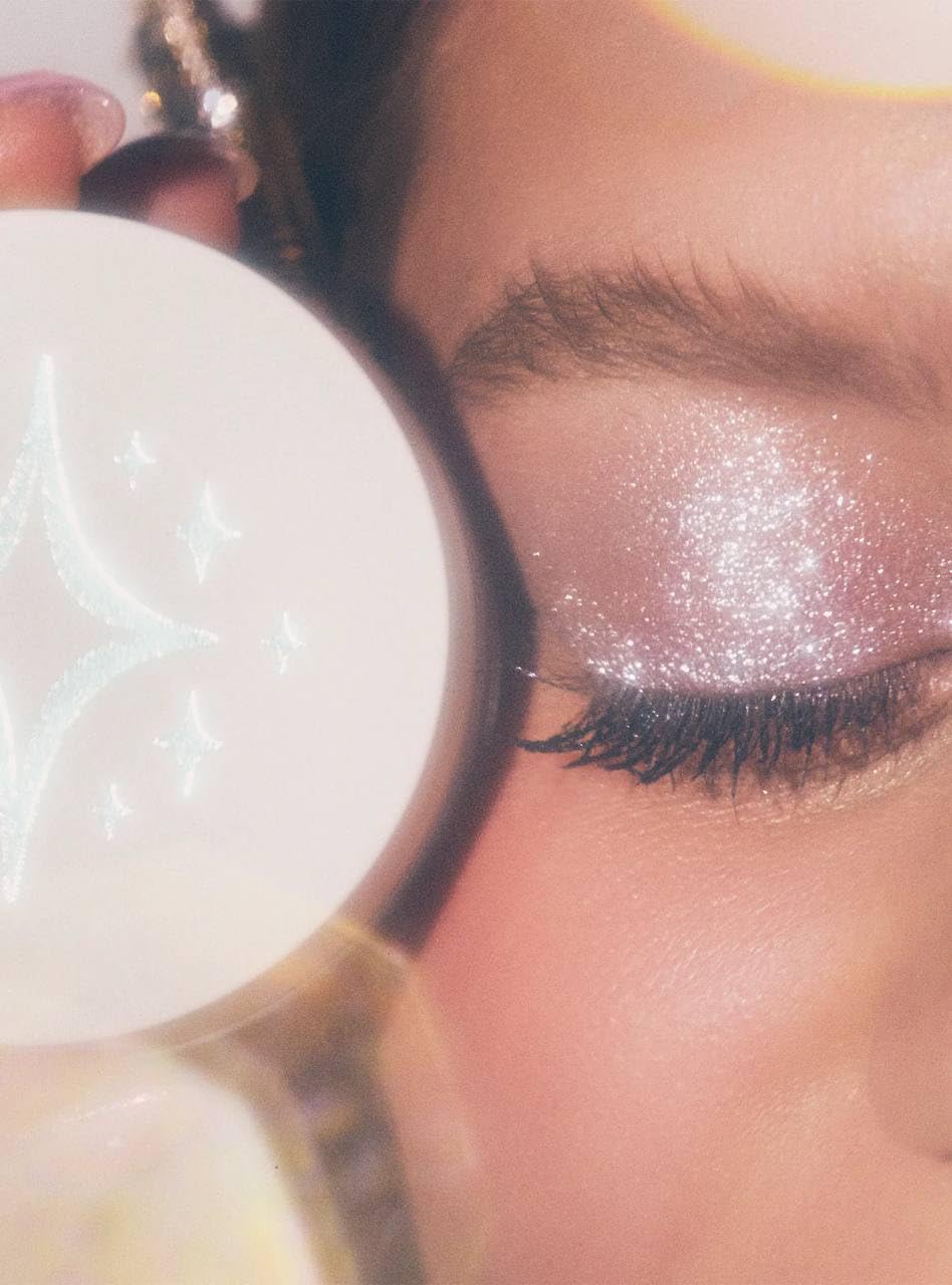 Half Magic GLITTERPUCK Dopamine Sparkle (Light Peach w Champagne Reflect) - Sparkling Pressed Glitter for Eyes, face and Body + Bonus Premium Korean