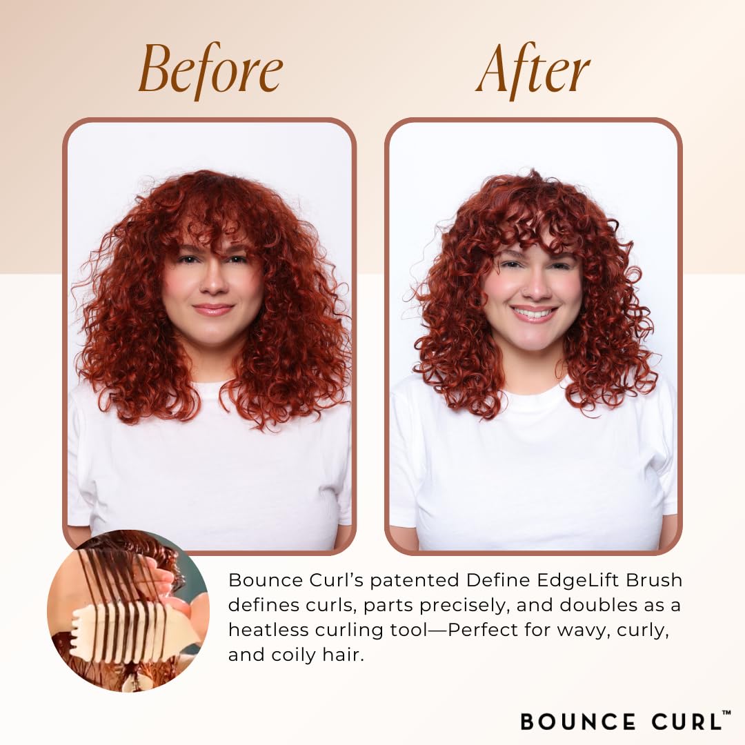 Bounce Curl Define EdgeLift Brush, 5-in-1 Tool for Effortlessly Defined Curls, Waves & Coils, Reduces Frizz - Tan Beauty and Personal Care Bounce Curl