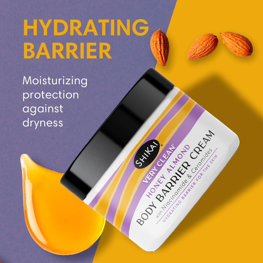 ShiKai Very Clean Moisturizing Body Barrier Cream (Honey Almond, 4.5 oz) | Hydrating Barrier for the Skin | With Niacinamide, Ceramides, Shea Butter