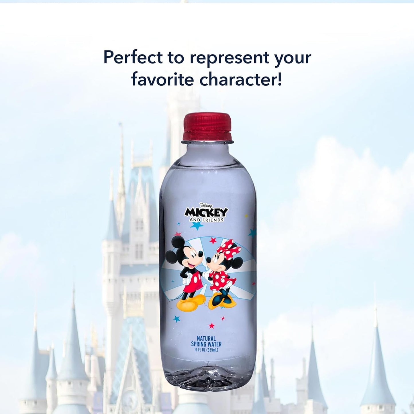 PULSE Mickey and Minnie Mouse Natural Spring Water - Disney Bottles - Filtered Spring - BPA-Free Recyclable Bottles - 12 Pack
