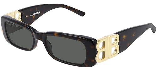 Balenciaga BB0096S Shiny Dark Havana/Green One Size