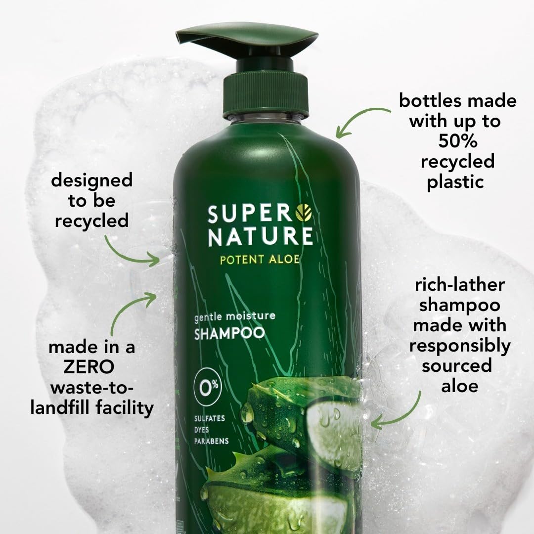 Super Nature Shampoo and Conditioner Set - Sulfate Free, Paraben Free Hair Care Duo Hydrating & Nourishing Formula with Aloe for Dry, Damaged, Curly