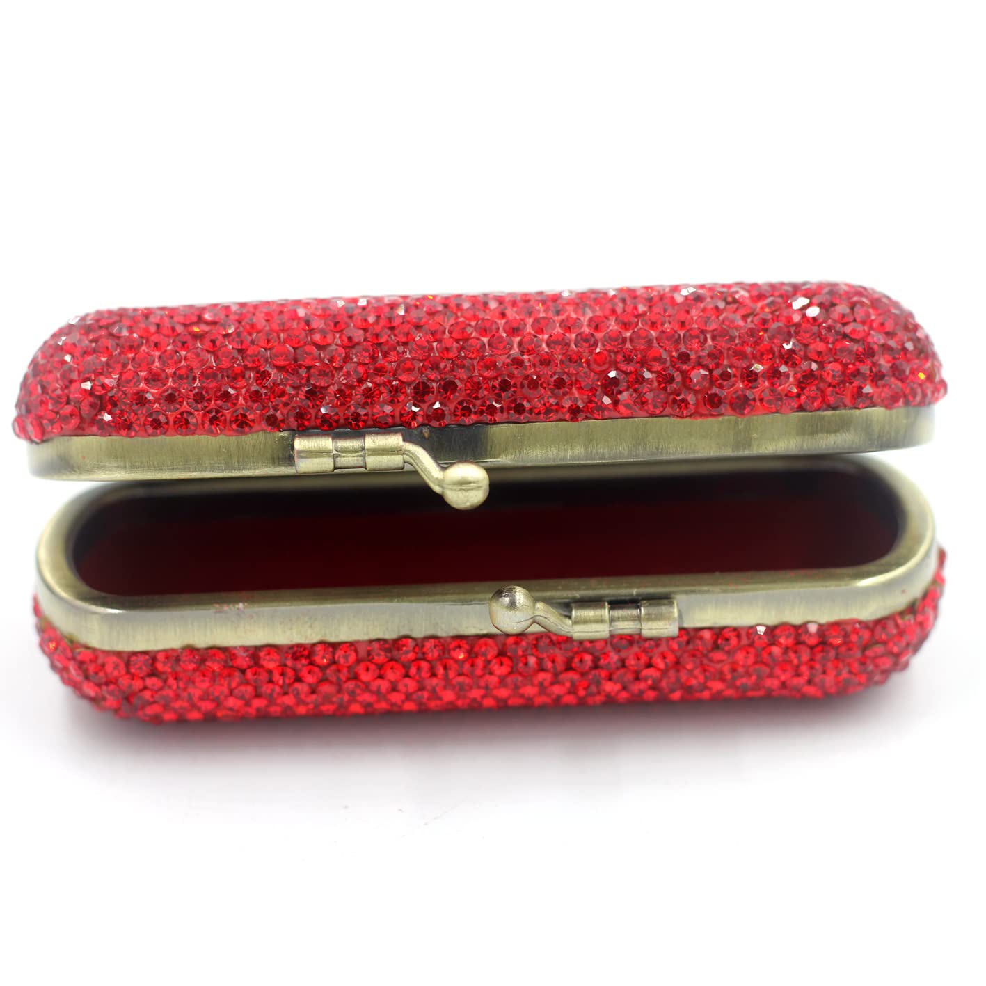 Bestbling Bling Rhinestone Crystal Lipstick Case Holder Organizer bag Cosmetic Storage for Women's Lipstick Jewelry Kit (Red)