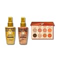 Secret of Pharaoh Egyptian Diamond Glitter Mist Gold 70ml and Rose Gold 70ml Bundle with Coral Oasis Eyeshadow Palette by EBIN NEW YORK - Shimmer Body