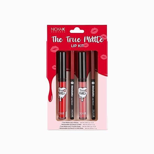 Nicka K The True Matte Lip Kit (Shiraz/Red/Turkish Rose/Wild Rose)