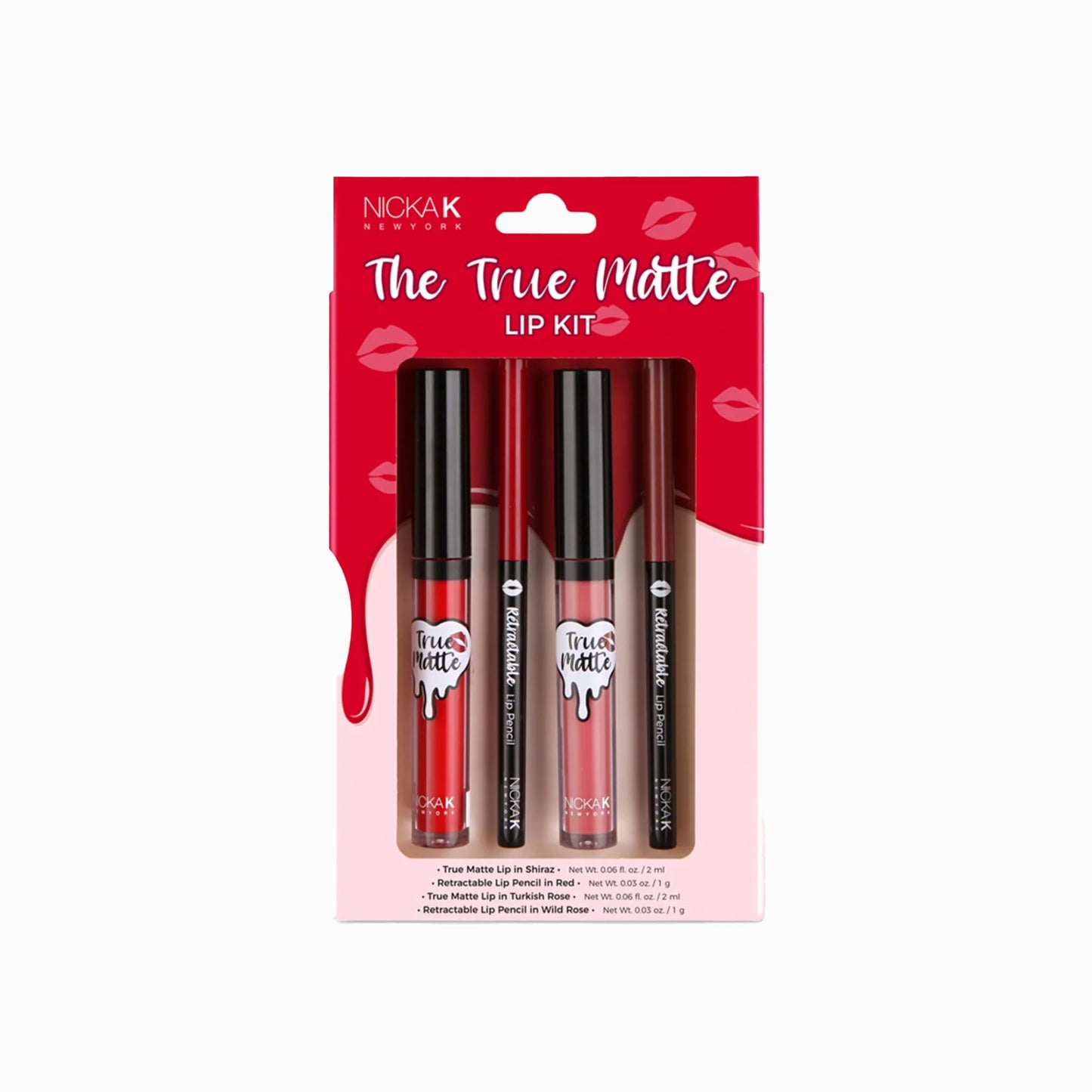Nicka K The True Matte Lip Kit (Shiraz/Red/Turkish Rose/Wild Rose)