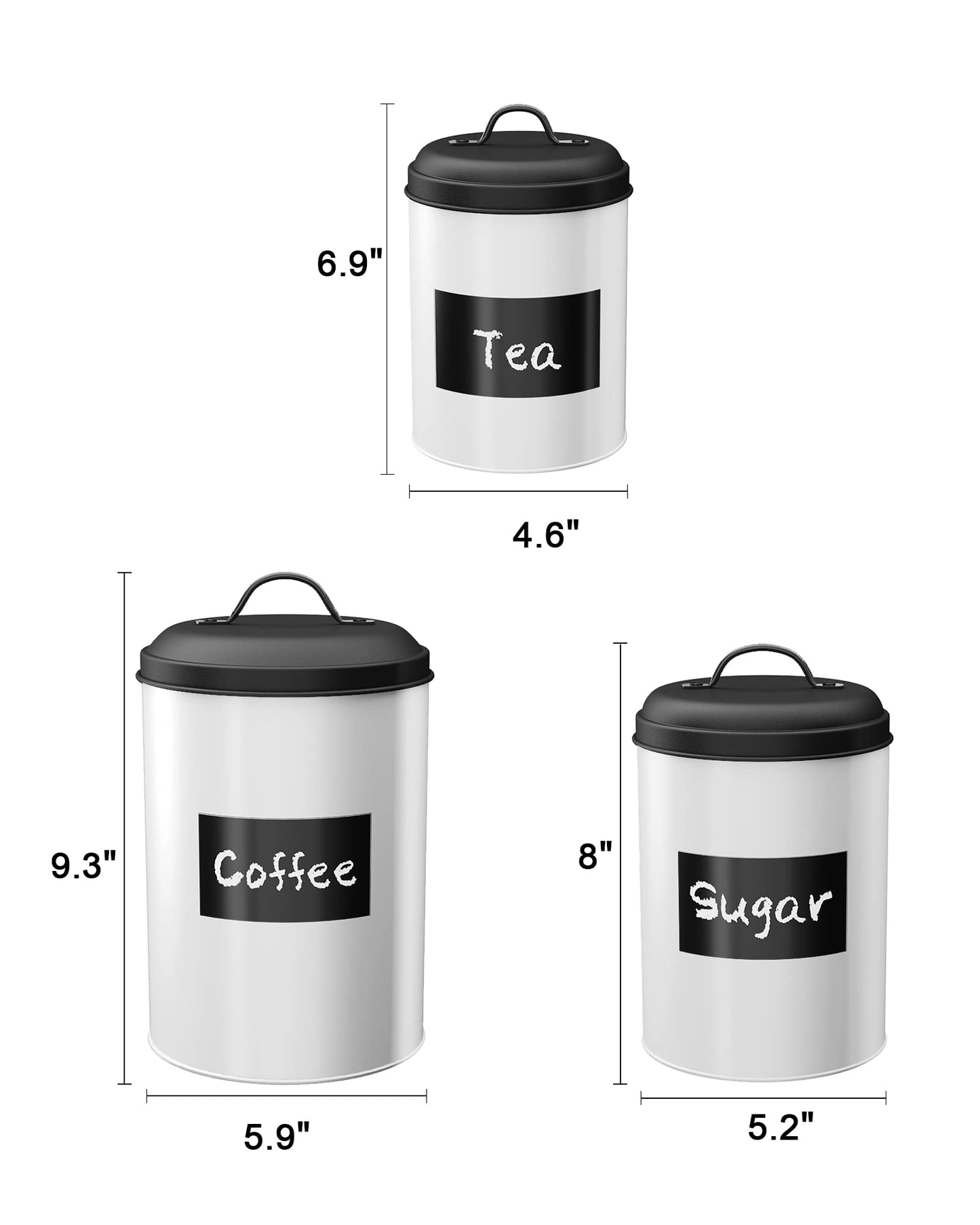 LF LIKEFAIR Farmhouse Kitchen Canisters Set of 3,Food Storage Containers for Home Kitchen, Tea, Herbs, Sugar, Salt, Coffee, Flour, Herbs (White…