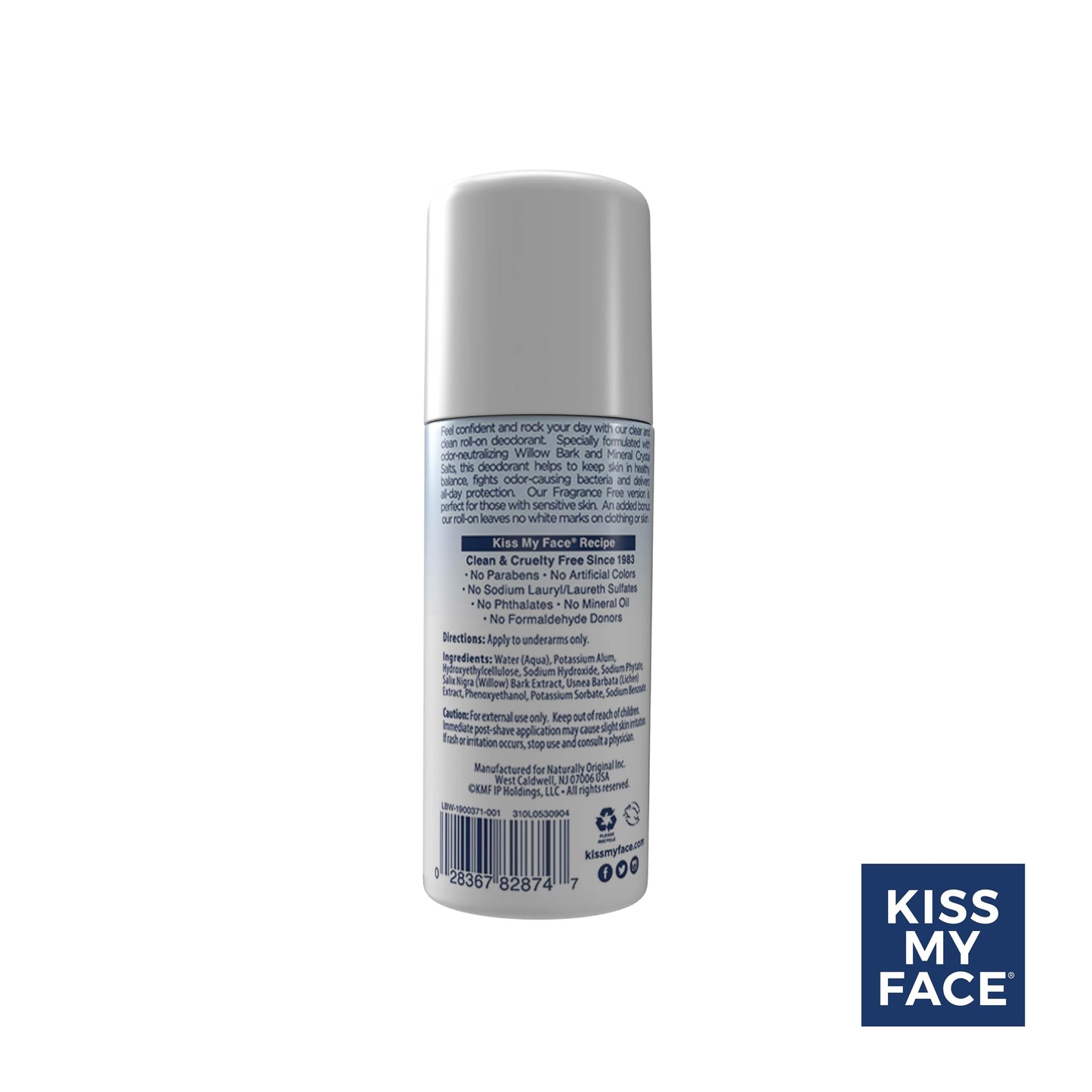 Kiss My Face Liquid Rock Roll-On Deodorant, All Day Protection, Vegan and Cruelty Free, Fragrance Free, 3 Fl Oz, Pack of 3 Beauty and Personal Care Kiss My Face