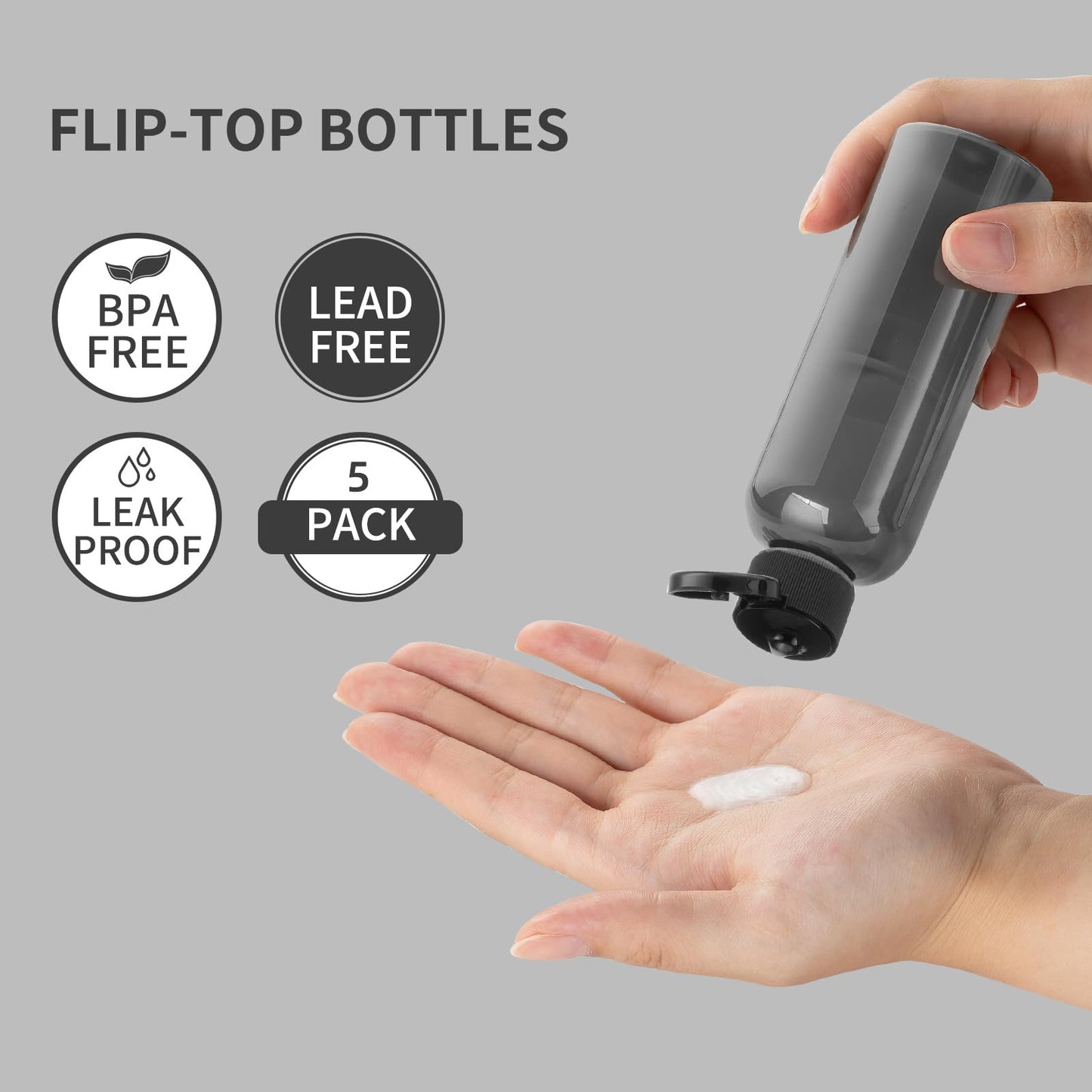 LISAPACK 3.4Oz Travel Bottles with Flip Cap (5 Pcs) Empty Dispenser Container for Travel Size Cosmetics (100ml, Purple) Beauty and Personal Care LISAPACK