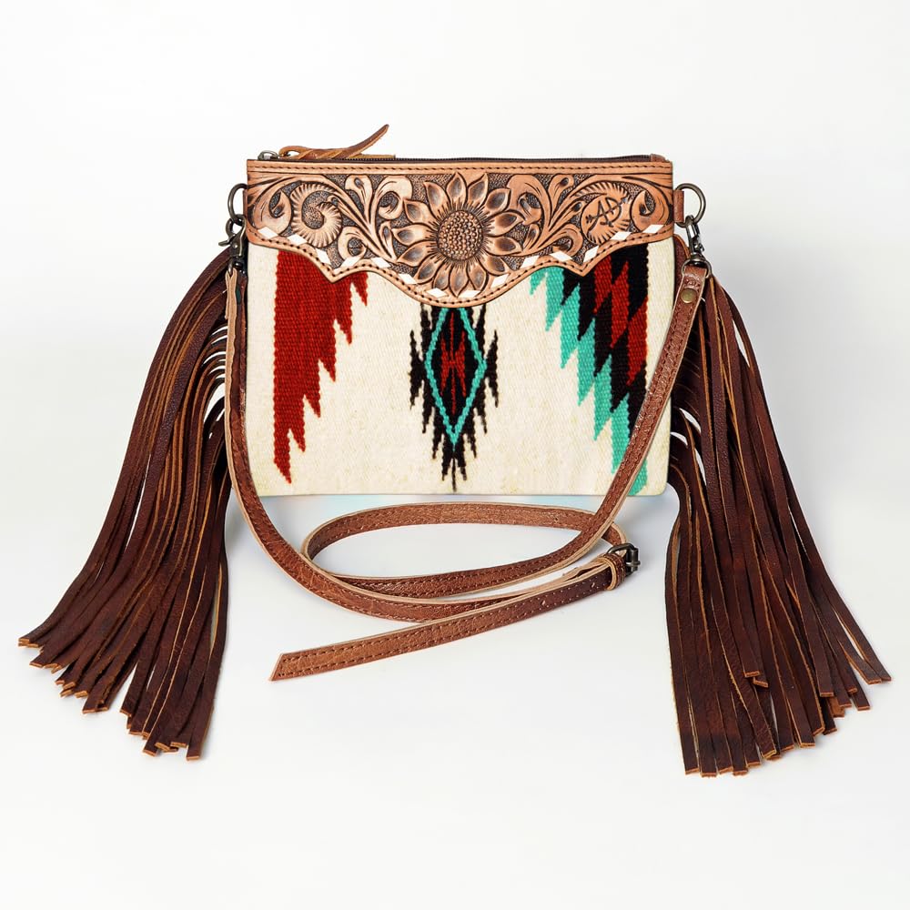 American Darling CrossBody Bag Saddle Blanket Fabric Genuine Leather Western Women Handbag Purse | for Cute Travel