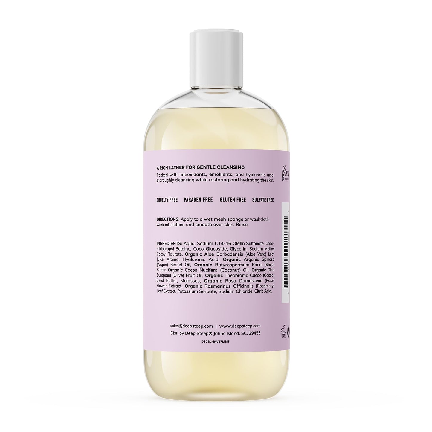 Deep Steep Body Wash, Lilac Blossom, 17 oz - Hydrating Shower Gel with Hyaluronic Acid, Shea Butter, Aloe Vera & Argan Oil - Vegan, Clean Beauty