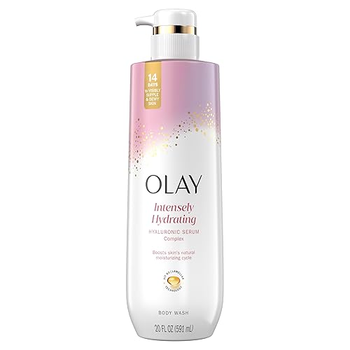 Olay Body Wash for Women, Intensely Hydrating, Hyaluronic Acid Serum Complex, Renews Moisture, Free of Parabens & Phthalates, Vitamin B3 Lameller