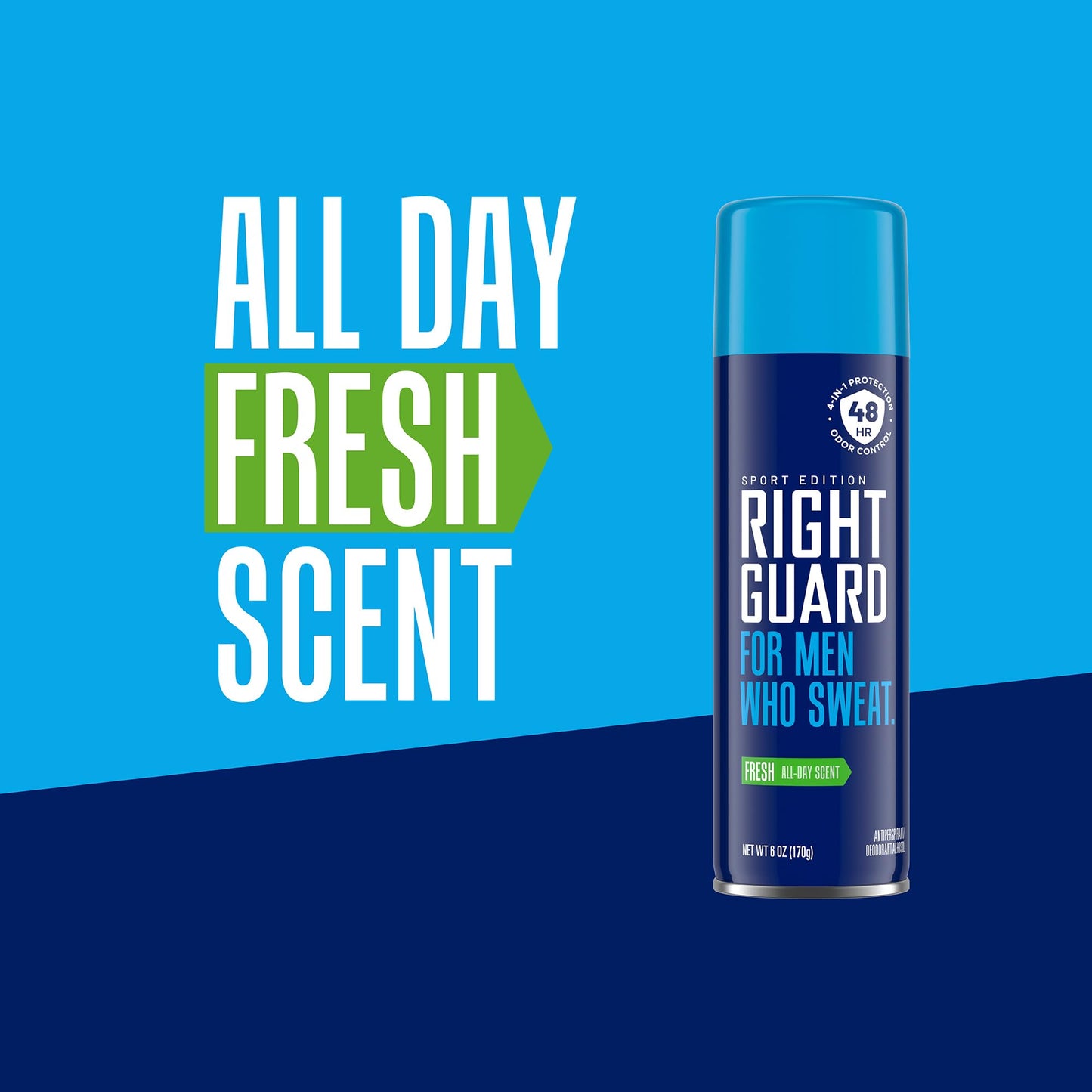 Right Guard Sport Fresh Scent Antiperspirant & Deodorant Spray - 4-in-1 Protection Spray Deodorant For Men, Blocks Sweat, 48-Hour Odor Protection