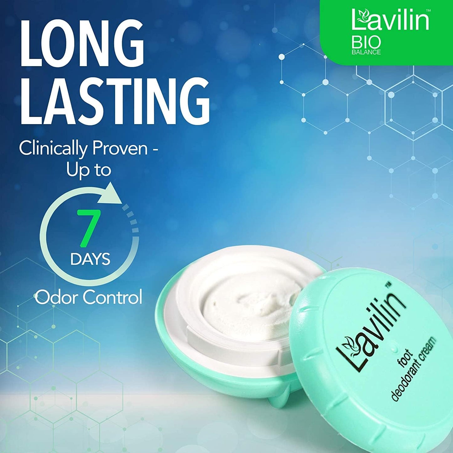 Lavilin Bio Balance Foot Deodorant Cream - Up to 7 DAYS Long-Lasting Foot Odor Control - Aluminum Free, Alcohol Free and Paraben Free (2 Pack) Beauty and Personal Care Lavilin