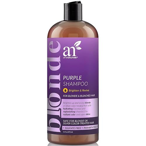 Artnaturals Purple Shampoo - (16 Fl Oz / 473ml) - Protects, Balances and Tones - Bleached, Color Treated, Silver, Brassy and Blonde Hair - Sulfate