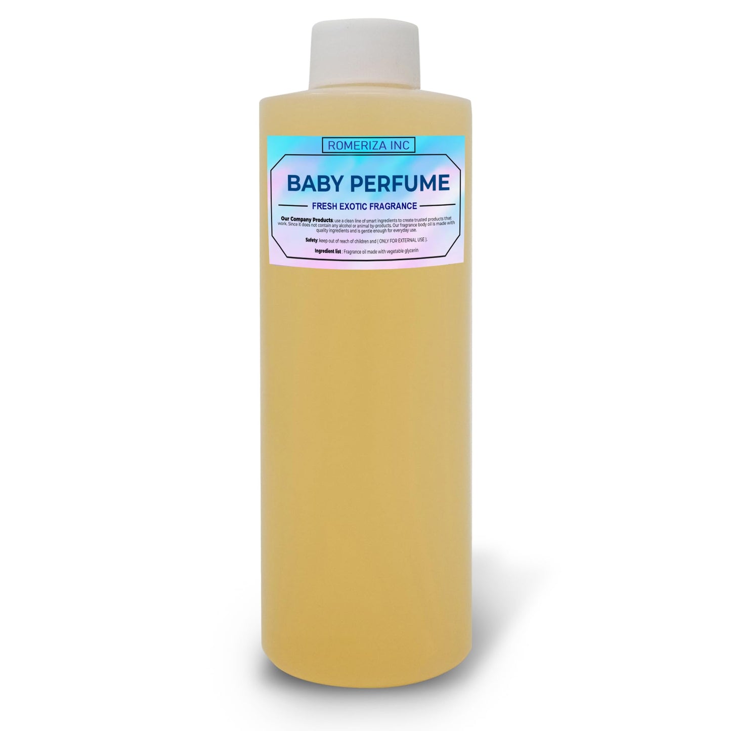 ROMERIZA INC. 4 Fl Oz Baby Perfume Fragrance Body Oil - Luxury Unisex Baby Oil Perfume with Long Lasting Baby Powder Scent, Uncut Perfume Oil, Scented