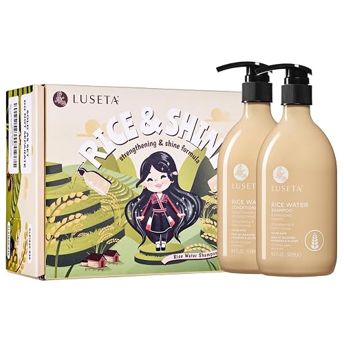 LUSETA Rice Water Shampoo and Conditioner Set for Hair Volume, Strengthening, Nourishing for Hair, Hydrating & Frizz Control, Revitalizes Shine