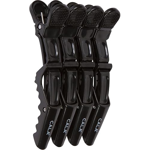 Cala Black croc hair clips 4 count, 4 Count