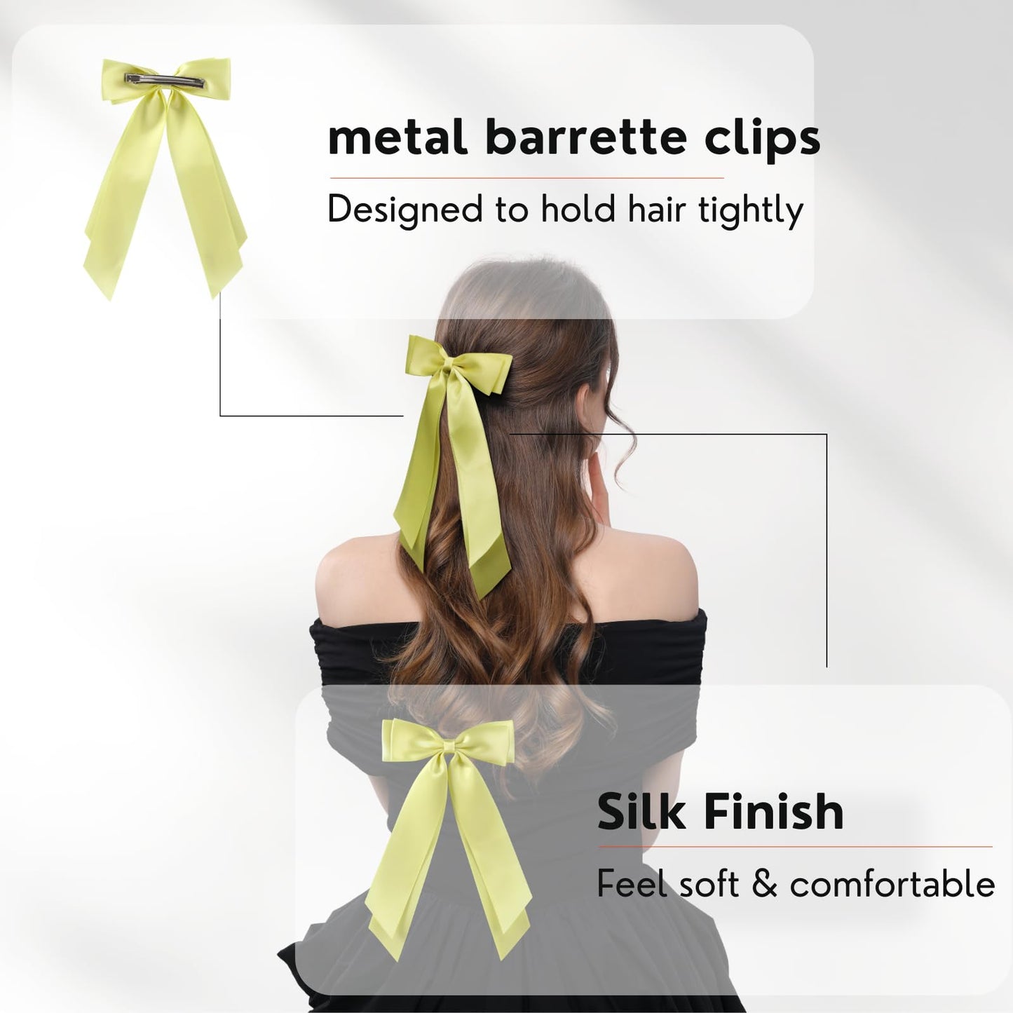 LuSeren 2 PCS Double Layer Hair Bows Yellow Hair Ribbon Clips Ponytail Holder Accessories for Women Girls Toddlers Teens Kids Beauty and Personal Care LuSeren