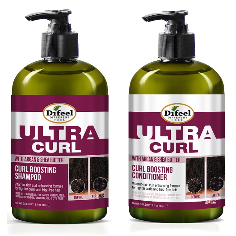 Difeel Ultra Curl 2-PC Curl Enhancing Shampoo & Conditioner Gift Set - Includes Shampoo 12 oz & Conditioner 12 oz in a Gift Box