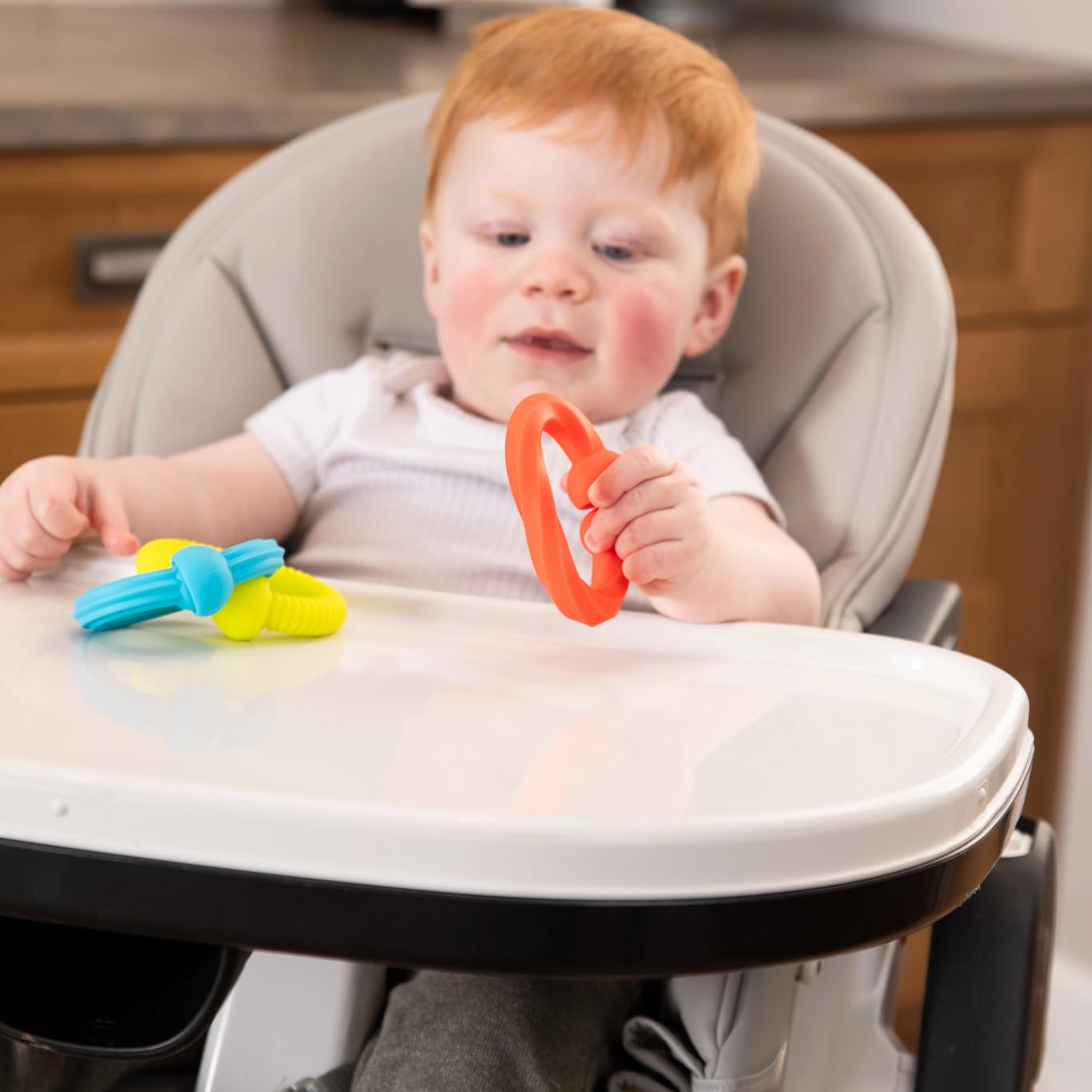 Fat Brain Toys Plip Grips, Popping Textured Sensory Toy, Travel Sized Toys for Babies 6 Months+