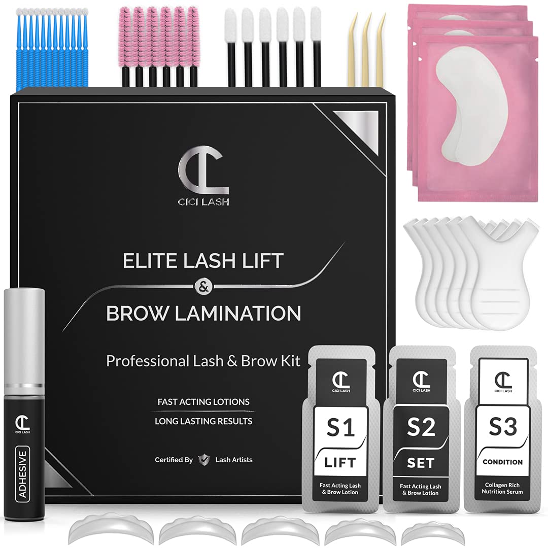 2 in 1 Lash Lift Kit and Brow Lamination Kit | Instant Perming, Lifting & Curling for Eyelashes & Eyebrows | Professional Salon Results Lasting 6-8