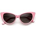 zeroUV Super Cateyes Vintage Inspired Fashion Mod Chic High Pointed Cat-Eye Sunglasses (Light Pink)