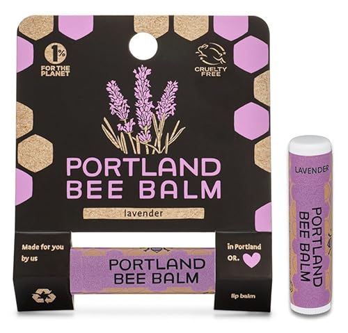 Portland Bee Balm All Natural Handmade Beeswax Based Lip Balm, Lavender 1 Count