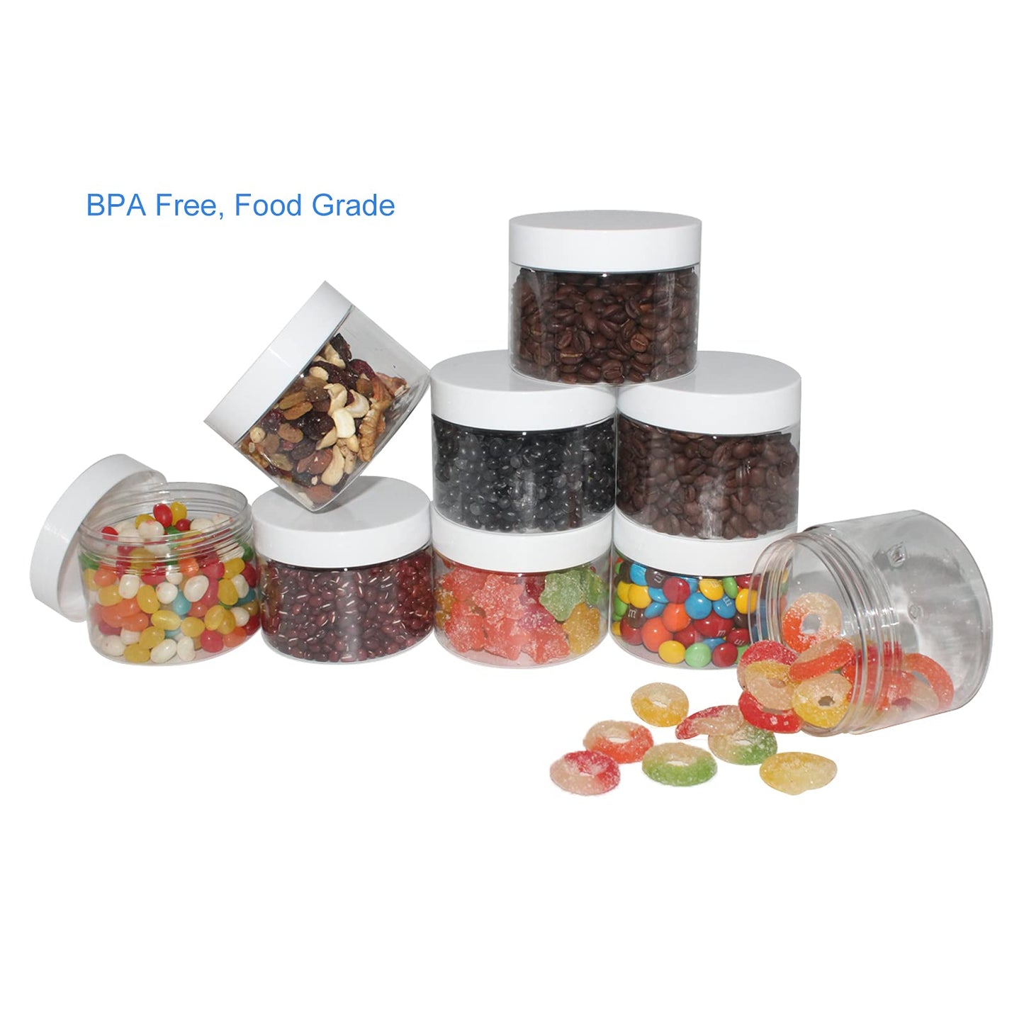 suituts 24 Pack 10 oz (300 ml) Plastic Jars with Lids, Food Storage Spice Jars, Craft Storage Favor Jars//Empty Wide-Mouth Jars for Body Butter…