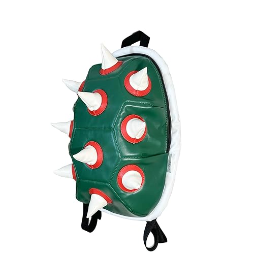 CrazyCatCos Bowsette Koopa Backpack Super Crown Cool White Spiked Shell Daypack Cosplay Costume Accessory Prop