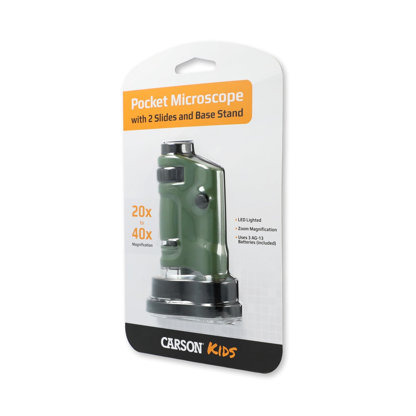 Carson MicroBrite 20x-40x Zoom LED Lighted Pocket Microscope (MM-24)