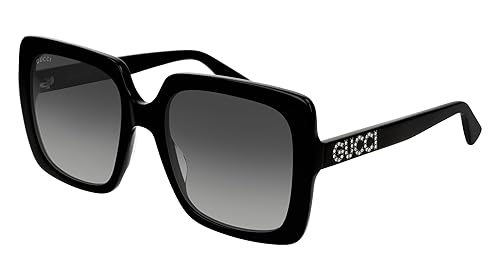 Gucci Women's GG0418S Sunglasses, Black-Black-Grey, 54, Black-black-grey, 54