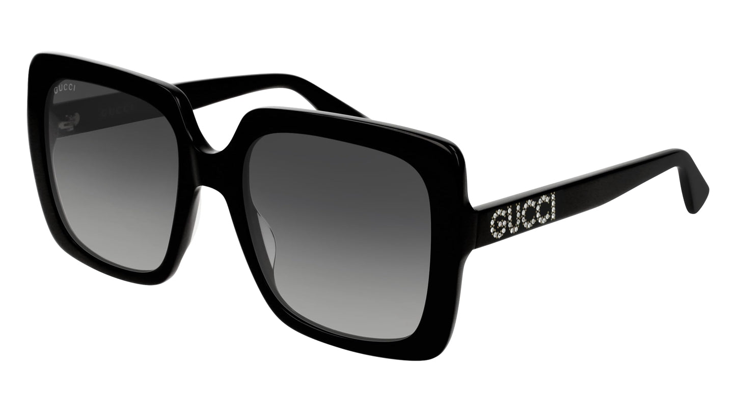 Gucci Women's GG0418S Sunglasses, Black-Black-Grey, 54, Black-black-grey, 54