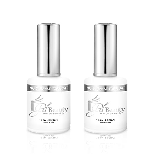 iGel Beauty No Cleanse Top Coat - 2 Pack, Soak-Off UV/LED Gel Polish Top Coat, High Shine Finish, No Wipe Formula, Long-Lasting, Chip-Resistant, 0.5 Beauty & Personal Care iGel Beauty
