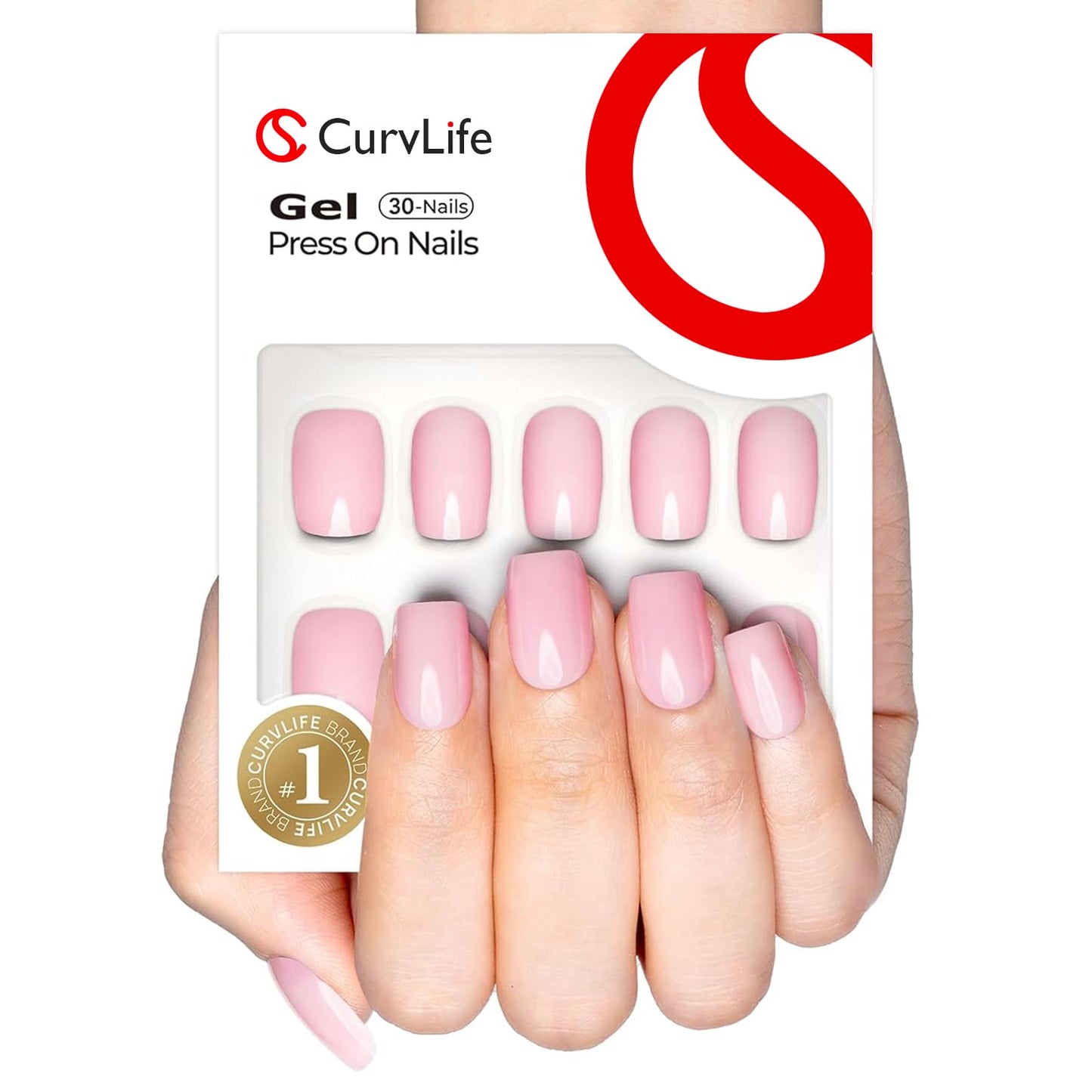 Curvlife Soft Gel Press on Nails, 30Pcs 15 Sizes Gel Nail Tips, Pink Style Full Cover Design Reusable Fake Nails Kit with Glue and Adhesive Tabs Beauty and Personal Care CurvLife Default Title