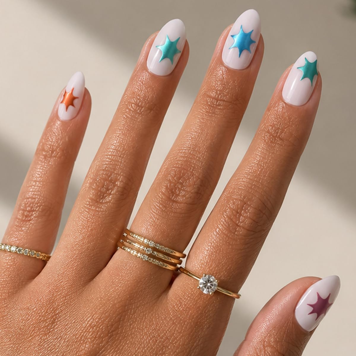 Olive & June Maximalist Press-On Nails, Chrome Burst, Medium, Almond Beauty and Personal Care Olive & June Default Title