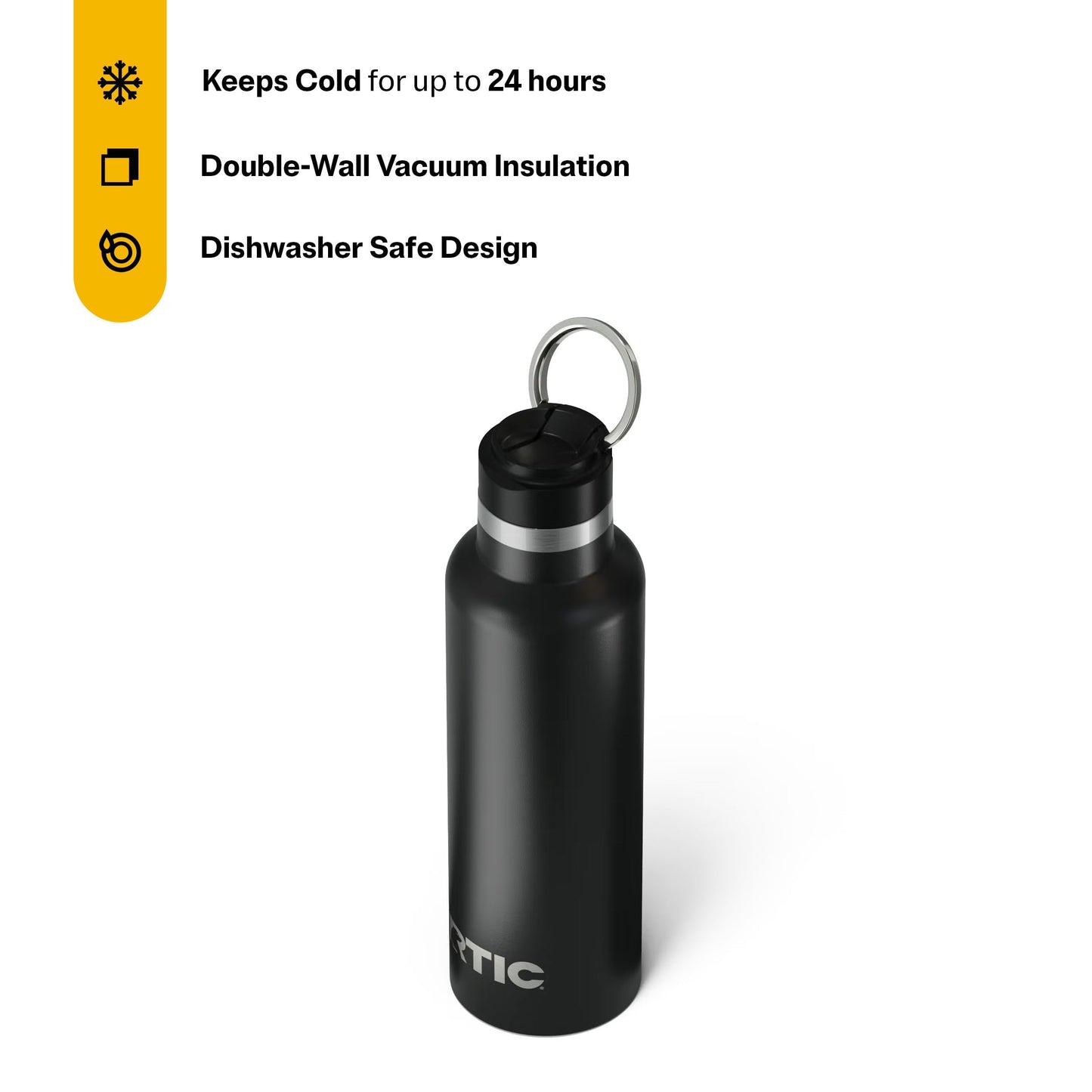 RTIC 20oz Journey Bottle Metal Ceramic Lined Stainless Steel Vacuum Insulated, BPA Free, Reusable, for Water, Hot and Cold Drinks, Travel, Sports