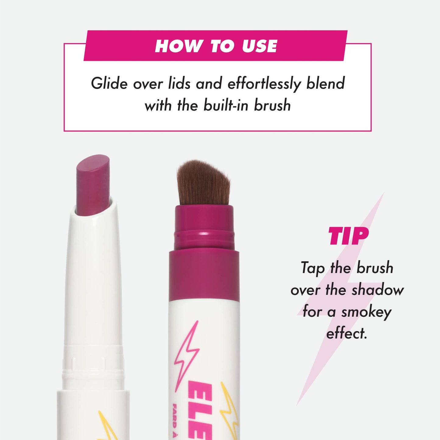 Lime Crime Electric Slide Eyeshadow & Brush Stick, As If - Lightweight 2-in-1 Eyeshadow Smudge Stick with Angled Brush for Long Lasting & Natural