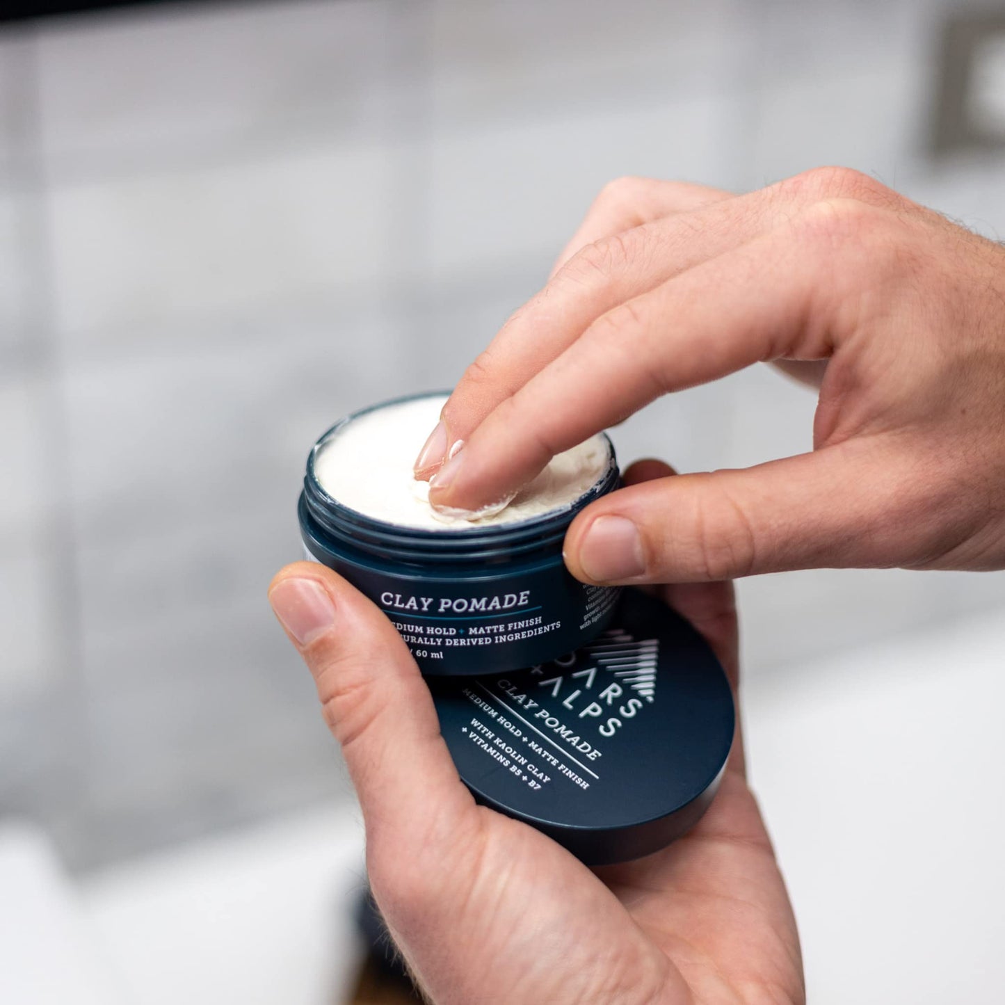 Oars + Alps Clay Hair Pomade for Men with Biotin, Kaolin Oil, Bentonite Clay, Jojoba Oil, Vitamin B7 & B5, Promotes Hair Growth, Medium Hold, Matte