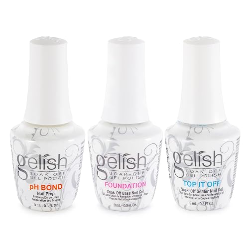 Gelish Mini Terrific Trio Collection 9 mL Soak Off Gel Nail Polish Kit with pH Bond, Foundation Base, and Top It Off Beauty & Personal Care Gelish